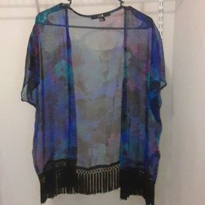 XXI Forever 21 Floral Fringe Kimono